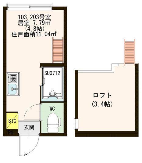 ハーモニーテラス高円寺南II(ワンルーム/2階)の間取り写真