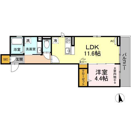 ラウレア(1LDK/3階)の間取り写真