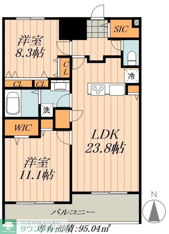 ロイジェント日吉(2LDK/11階)の間取り写真