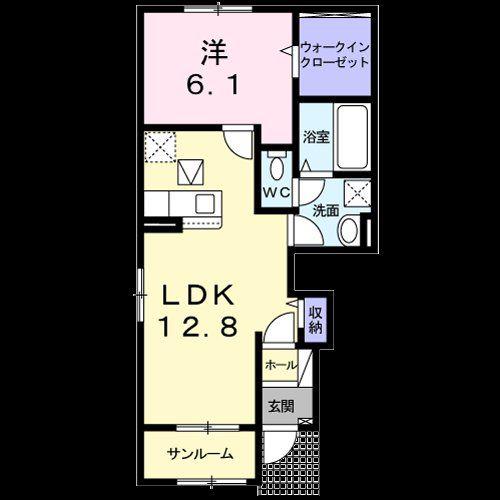 ヴィラ レイア(1LDK/1階)の間取り写真