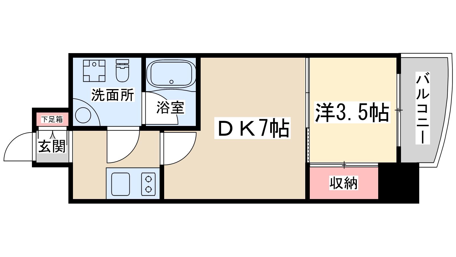 アプリーレ南森町(1DK/15階)の間取り写真