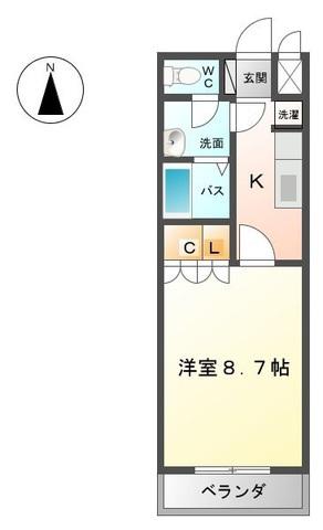 フェアリールージュC(1K/2階)の間取り写真