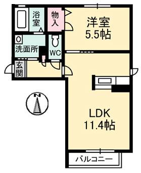 サンクラスト C棟(1LDK/1階)の間取り写真