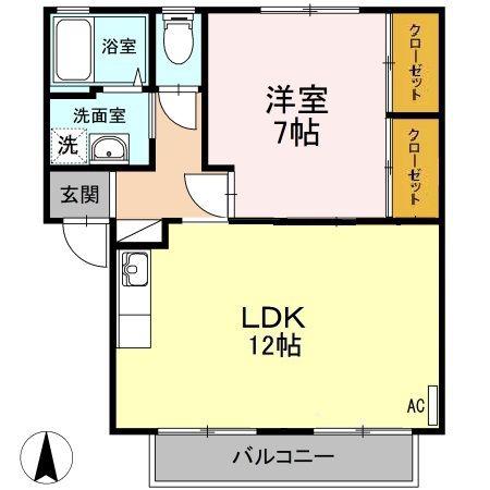 タカオハイツ(1LDK/1階)の間取り写真