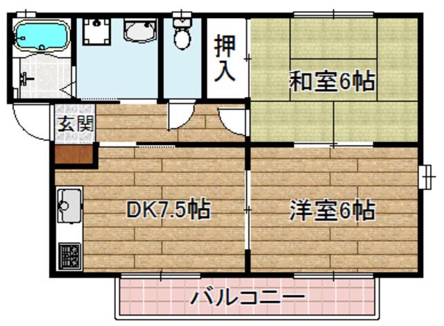 ハイムエクセル(2DK/1階)の間取り写真