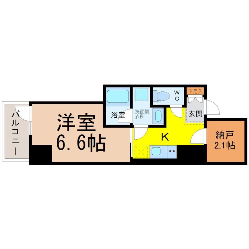 E-CITY大須(1SK/12階)の間取り写真