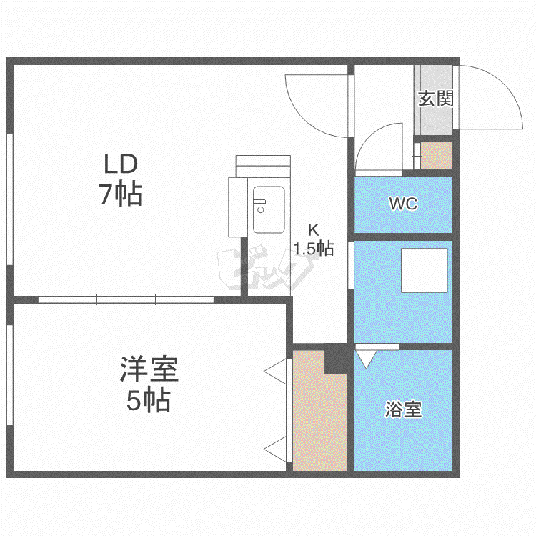 クリスタルN9(1LDK/1階)の間取り写真