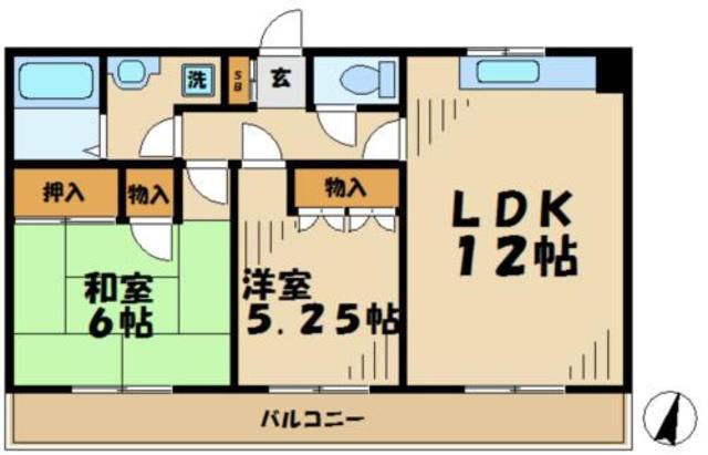 ニューパレス(2LDK/4階)の間取り写真