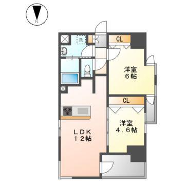 S-RESIDENCE高岳CLARITY(2LDK/6階)の間取り写真