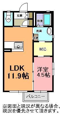 シアン堀(1LDK/2階)の間取り写真