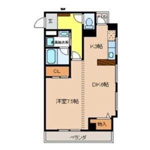 エルハイツ川田(1LDK/4階)の間取り写真