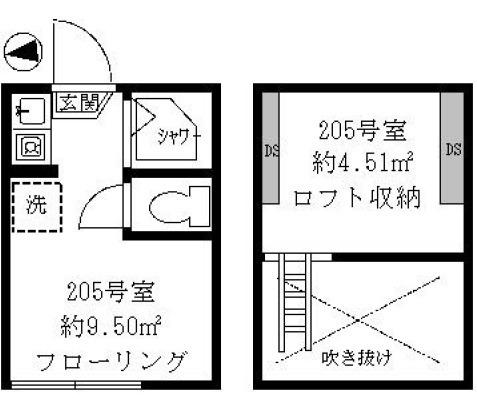 ティ・アーモサンセット(ワンルーム/2階)の間取り写真