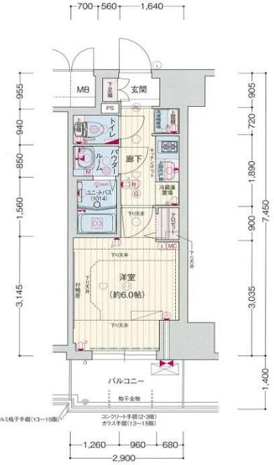 プレサンス神戸元町ベルシオン(1K/7階)の間取り写真