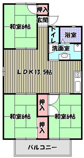 シティーハウス栄A棟(3LDK/1階)の間取り写真