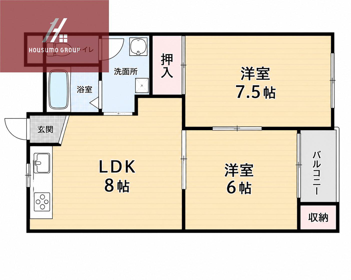 マンションヨコタ(2DK/4階)の間取り写真