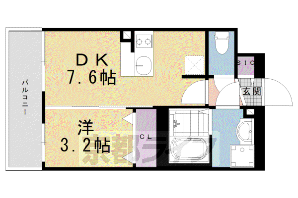 ファステート京都ステーションウォズ(1DK/5階)の間取り写真