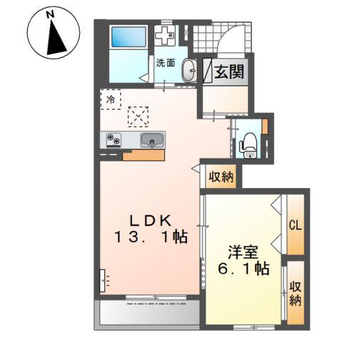 JR東海道本線 岐阜駅 バス乗車時間:21分 最寄りバス停で下車 徒歩5分 2階建 築9年(1LDK/1階)の間取り写真