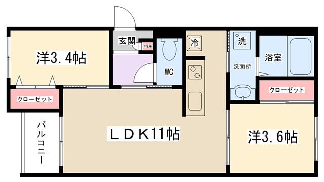 REVIVE古淵(2LDK/2階)の間取り写真
