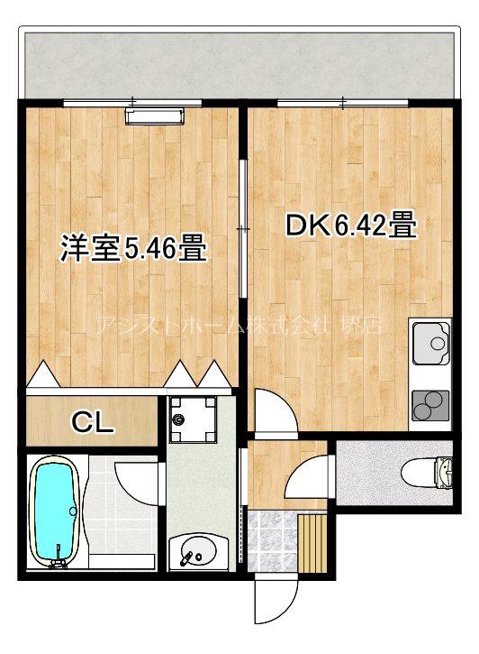 ファイブコート宿院(1DK/5階)の間取り写真
