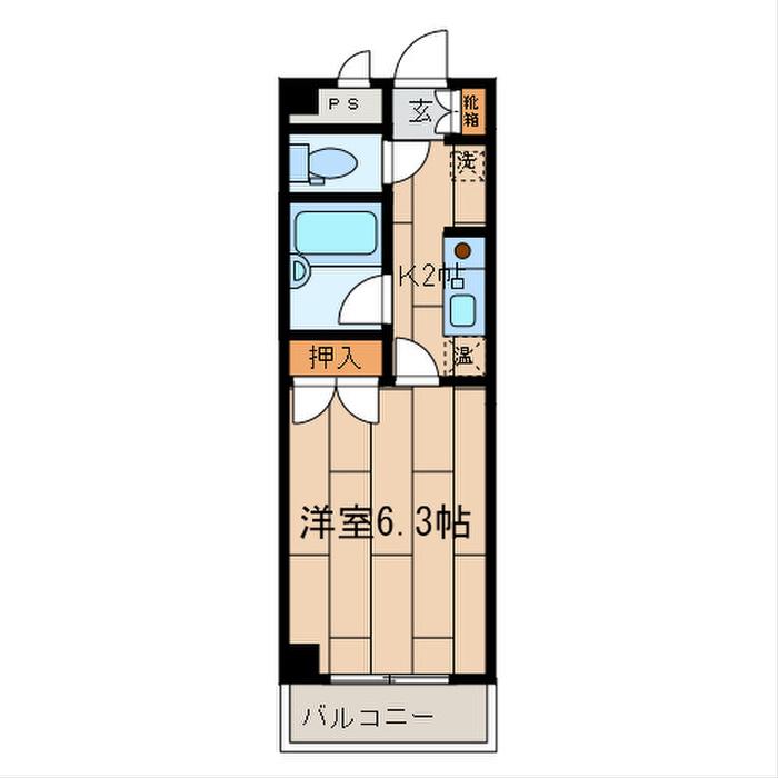 ビレッジコア八王子(1K/5階)の間取り写真