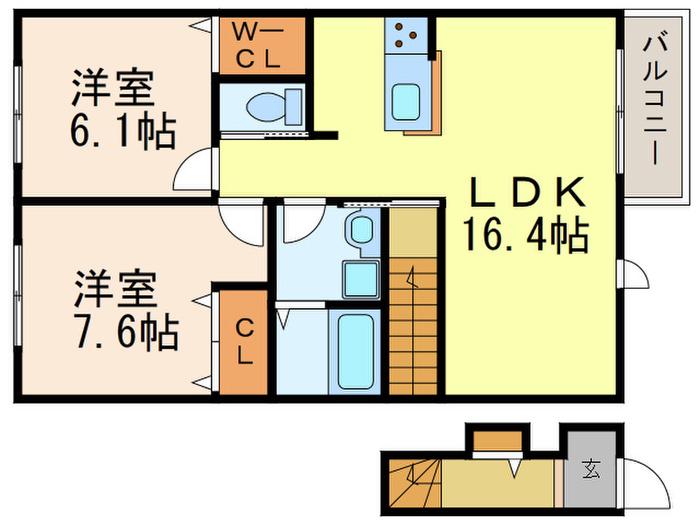 ヘーベルコート西島(2LDK/2階)の間取り写真