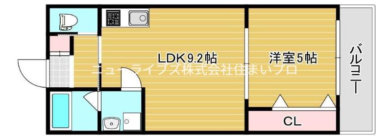セレニティ下木田B棟(1LDK/2階)の間取り写真