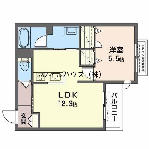 シャーメゾン アミコート(1LDK/2階)の間取り写真