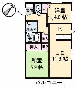 レジンデンス高砂(2LDK/1階)の間取り写真