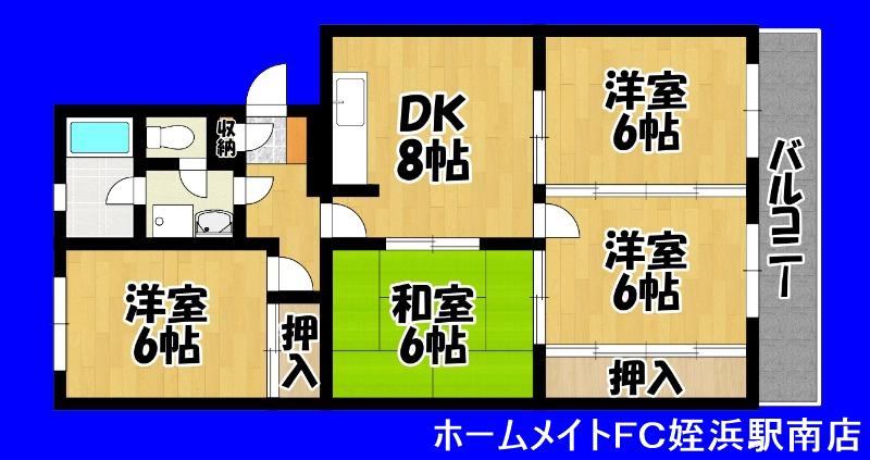 第3八郎丸ビル(4DK/2階)の間取り写真