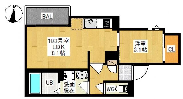 GRANDTIC 平井(1LDK/1階)の間取り写真