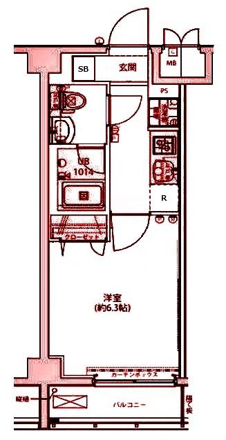 SHOKEN RESIDENCE横浜生麦I(1K/5階)の間取り写真