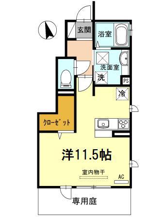 ラ・ルーチェ807 A棟(ワンルーム/1階)の間取り写真