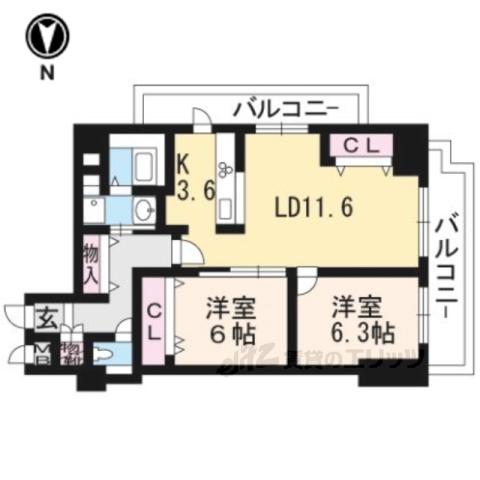サン・ユーⅡ(2LDK/3階)の間取り写真