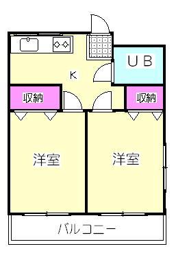 パークサイド戸田(2DK/2階)の間取り写真