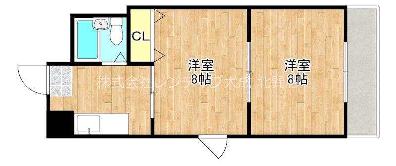 サンビル今里(2K/3階)の間取り写真