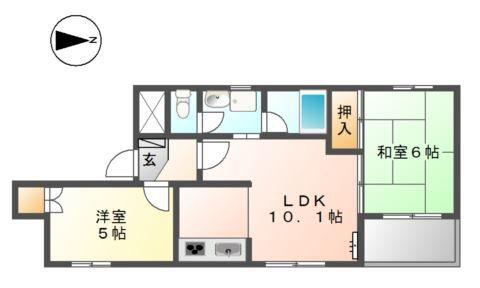 コーポラス(2LDK/2階)の間取り写真