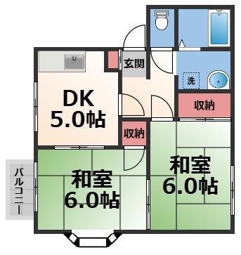 フレグランス小阪(2DK/2階)の間取り写真
