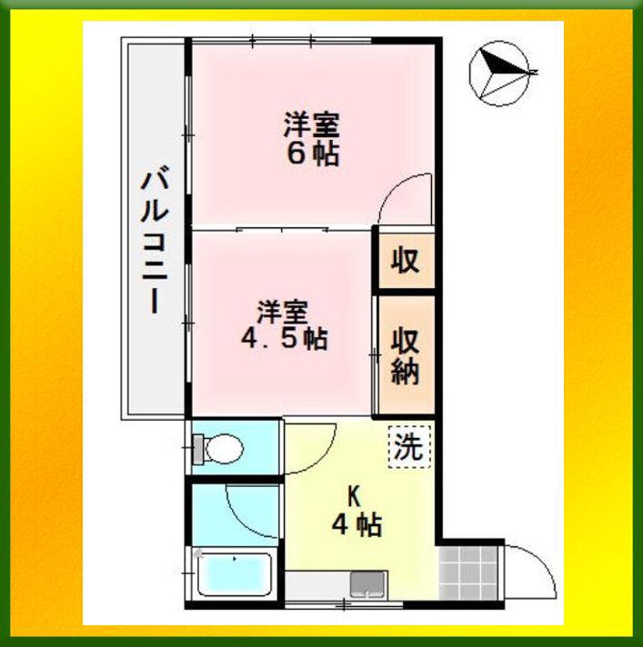 ポルシェひばりヶ丘(2K/2階)の間取り写真