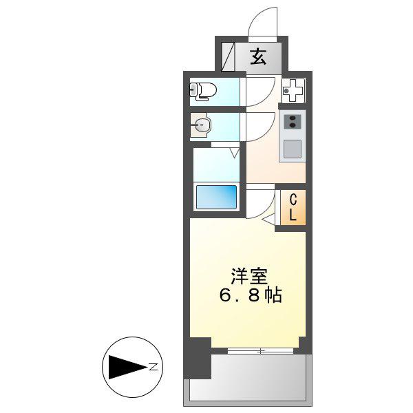 ファステートNAGOYA今池バレンシア(1K/11階)の間取り写真