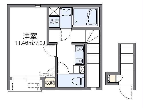 レオネクストグランディールS(1K/2階)の間取り写真