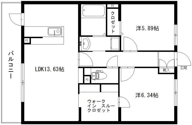 DUNE デューン(2LDK/3階)の間取り写真