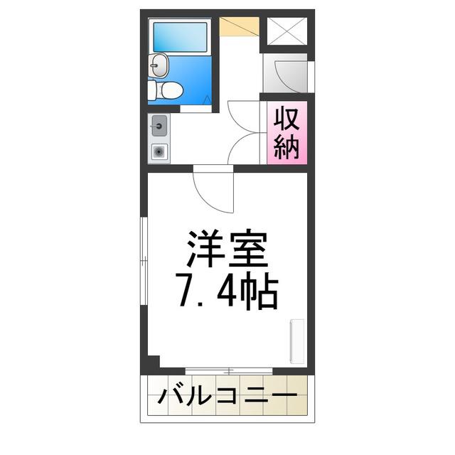 ドミールタチバナ五月町II(1K/3階)の間取り写真