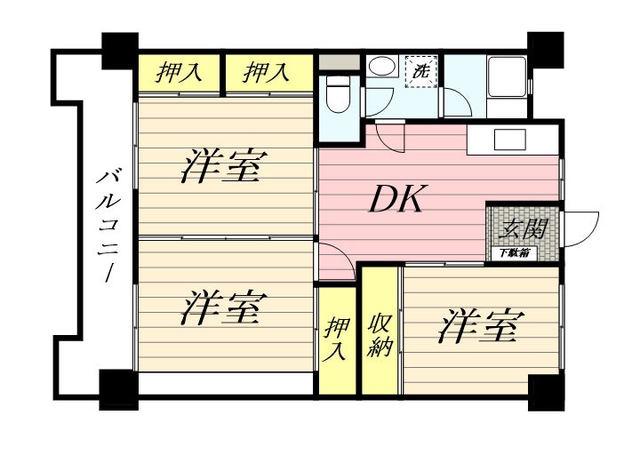 プレアール荒木(3DK/1階)の間取り写真