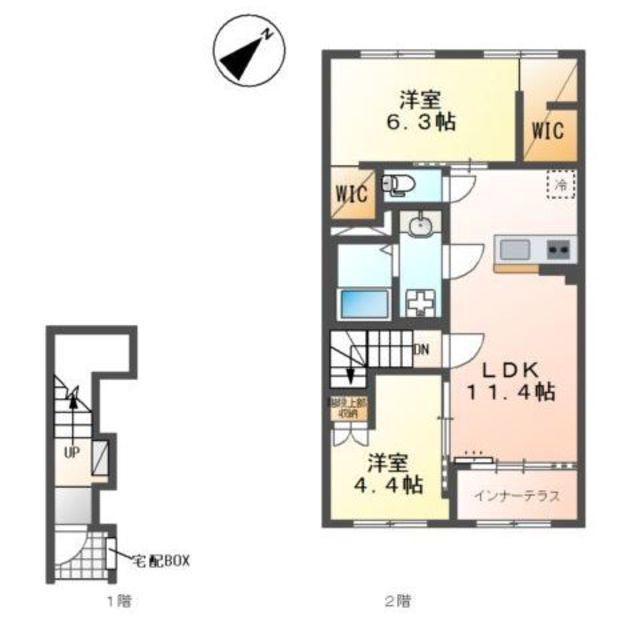 エクステンド・H(2LDK/2階)の間取り写真