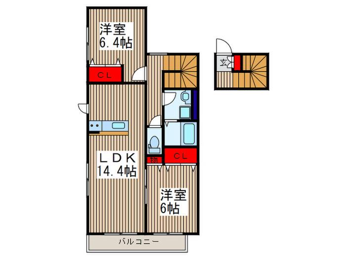 ミネルヴァハウス(2LDK/2階)の間取り写真