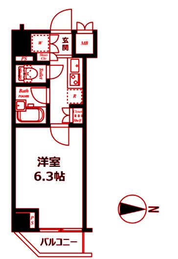ルーブル川崎伍番館(1K/5階)の間取り写真