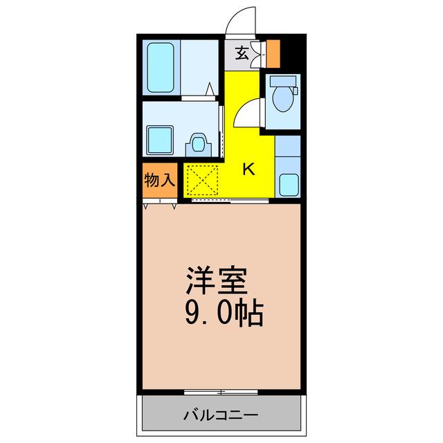 エソール峰(1K/1階)の間取り写真