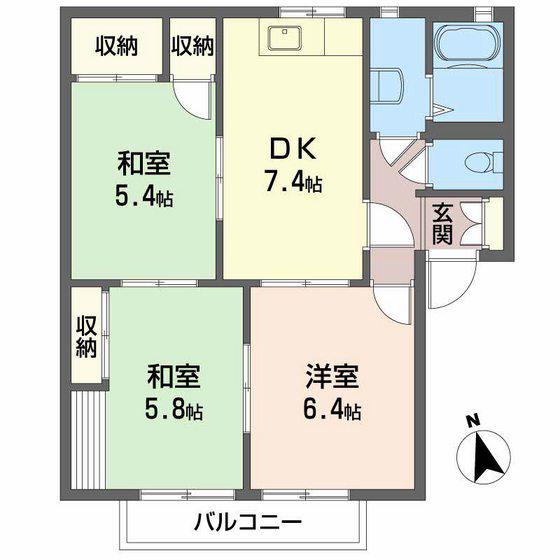 サントークTANABE A棟(3DK/2階)の間取り写真