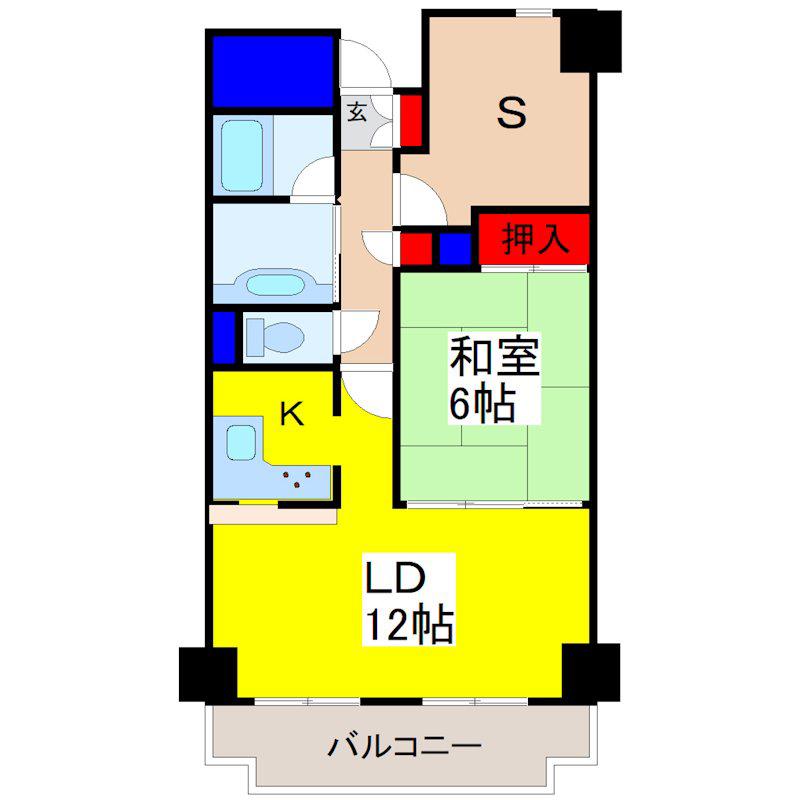 ロイヤルマンション中常(1SLDK/10階)の間取り写真