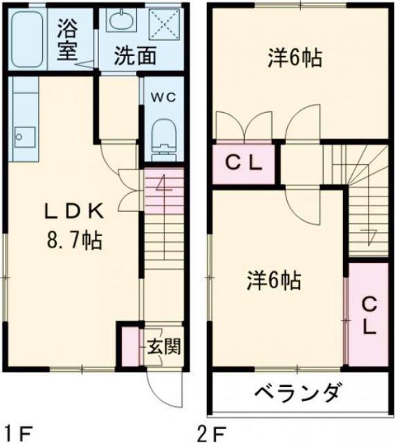 ロンチ・クワトロ B(2LDK/1階)の間取り写真